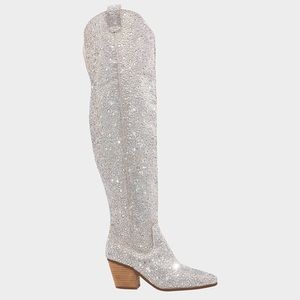 Betsey Johnson Rodeo Rhinestone Western Glam Thigh High Boots
